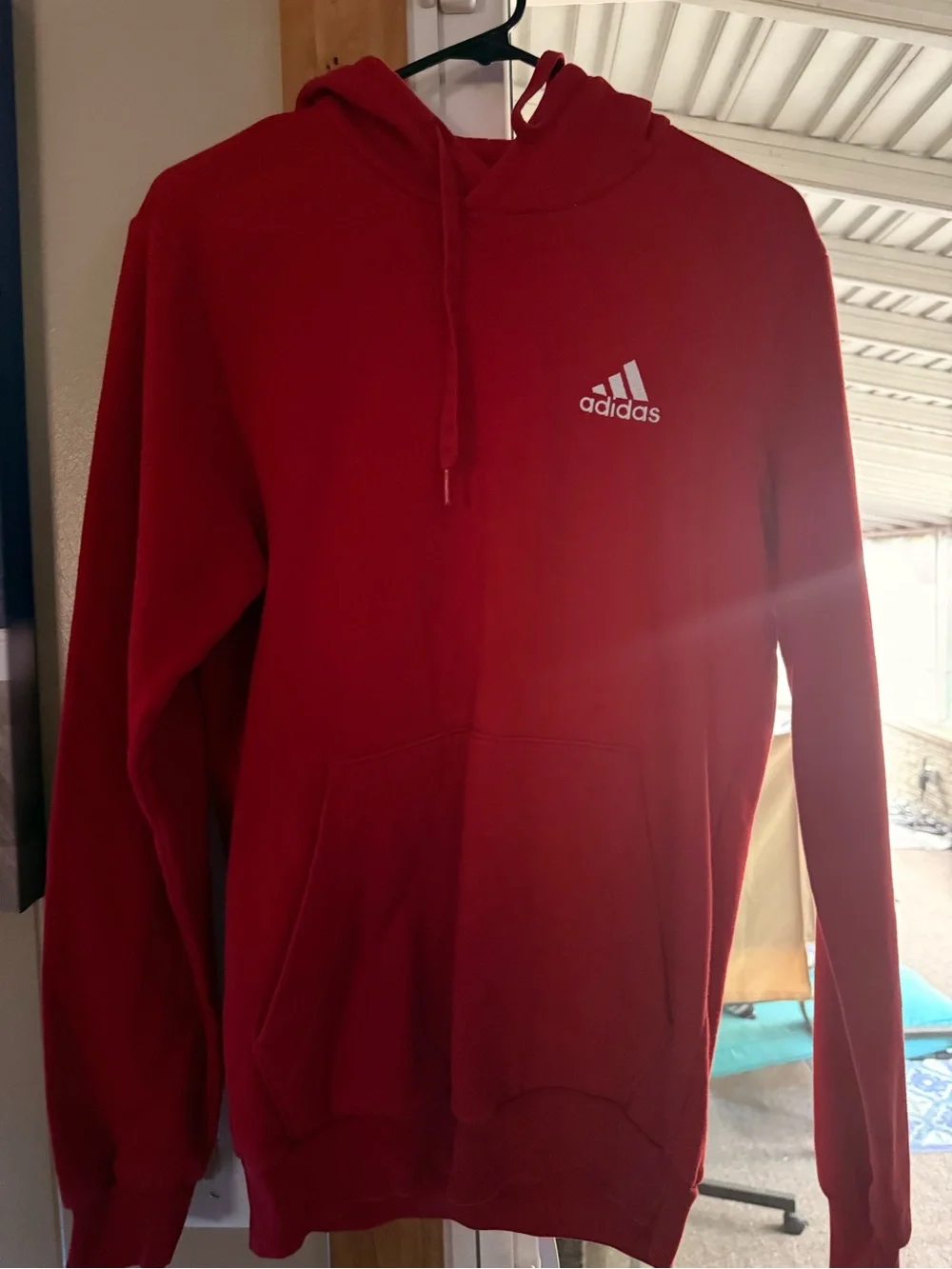 adidas Red Pullover Hoodie with White Logo